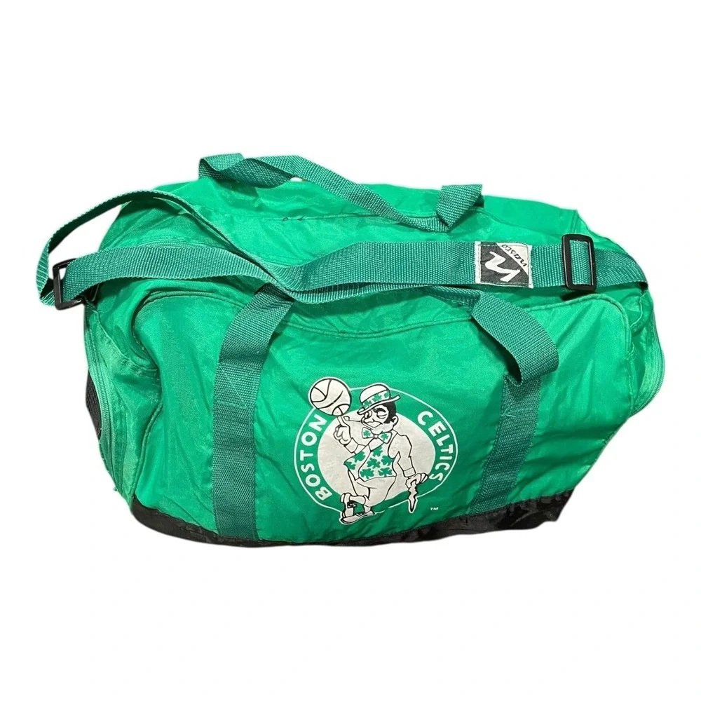Vintage 90s‎ Boston Celtics Duffle Gym Bag Green Adjustable Strap Logo 17